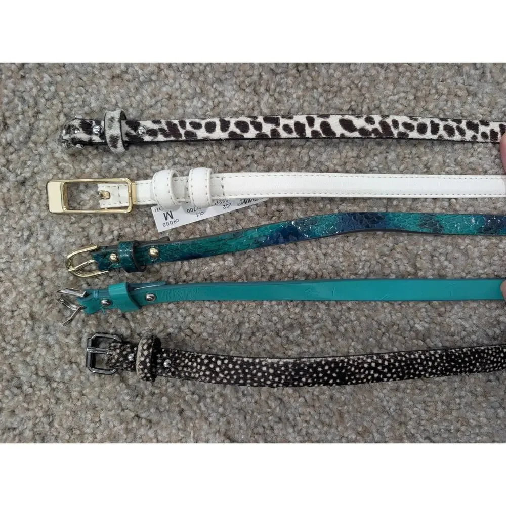 Belts: Skinny Mixed Texture Lot – Animal Print, Chic & Bohemian – Sizes S & M